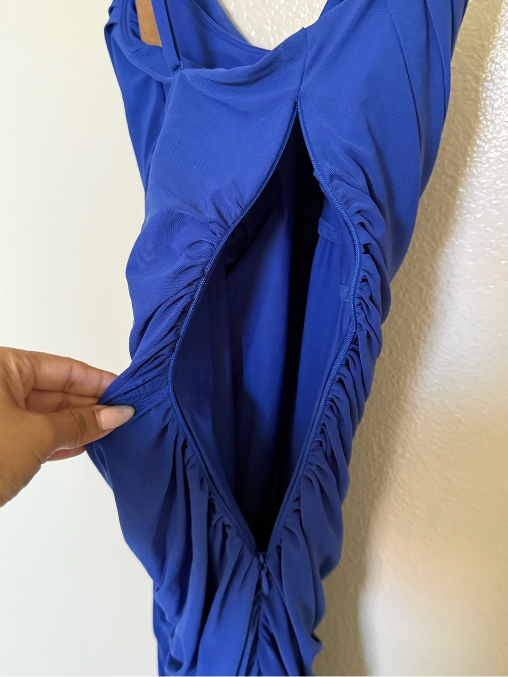 Shapellx Womens M Royal Blue Shapewear Bodycon Midi Dress Ruched Tummy Control - Picture 5 of 15